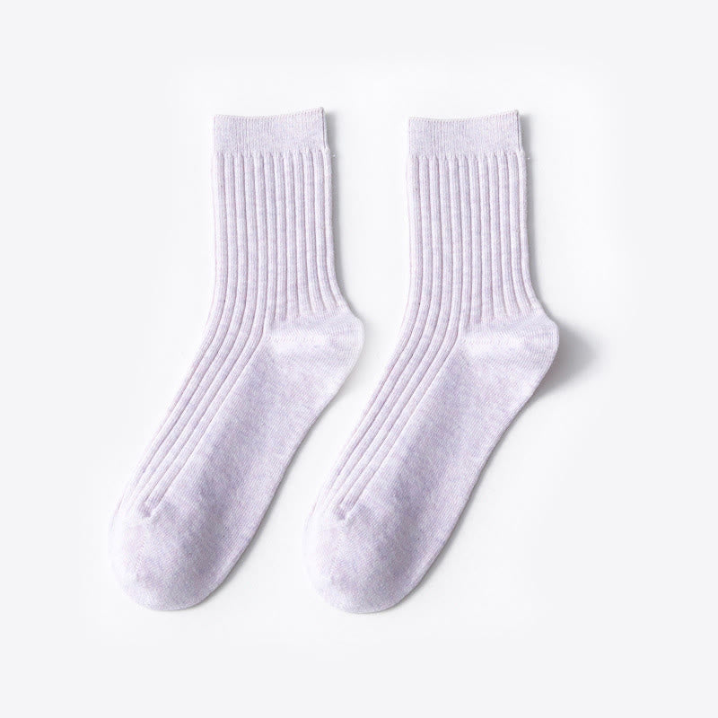 Chaussettes décontractées en coton de couleur unie (6 paires) - Violet clair - EU37-40 (US4-7) - image 2