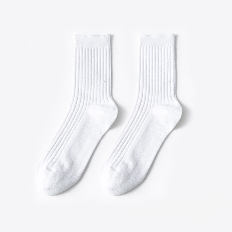 Chaussettes décontractées en coton de couleur unie (6 paires) - Blanc - EU37-40 (US4-7) - image 3