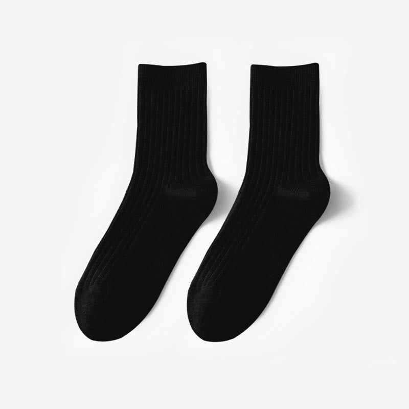 Chaussettes décontractées en coton de couleur unie (6 paires) - Noir - EU37-40 (US4-7) - image 1