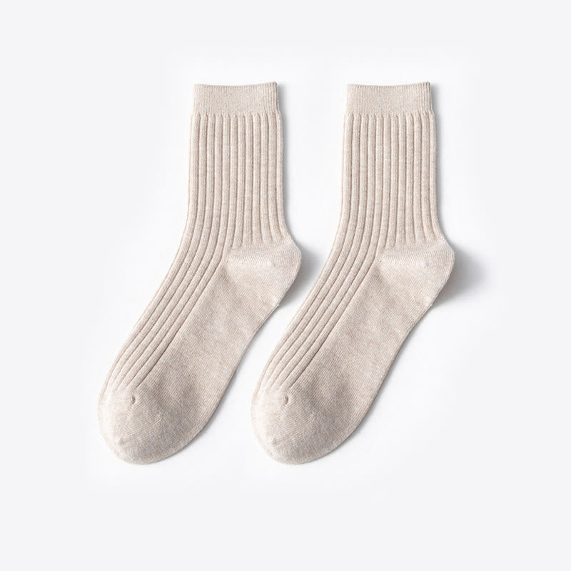Chaussettes décontractées en coton de couleur unie (6 paires) - Kaki - EU37-40 (US4-7) - image 4