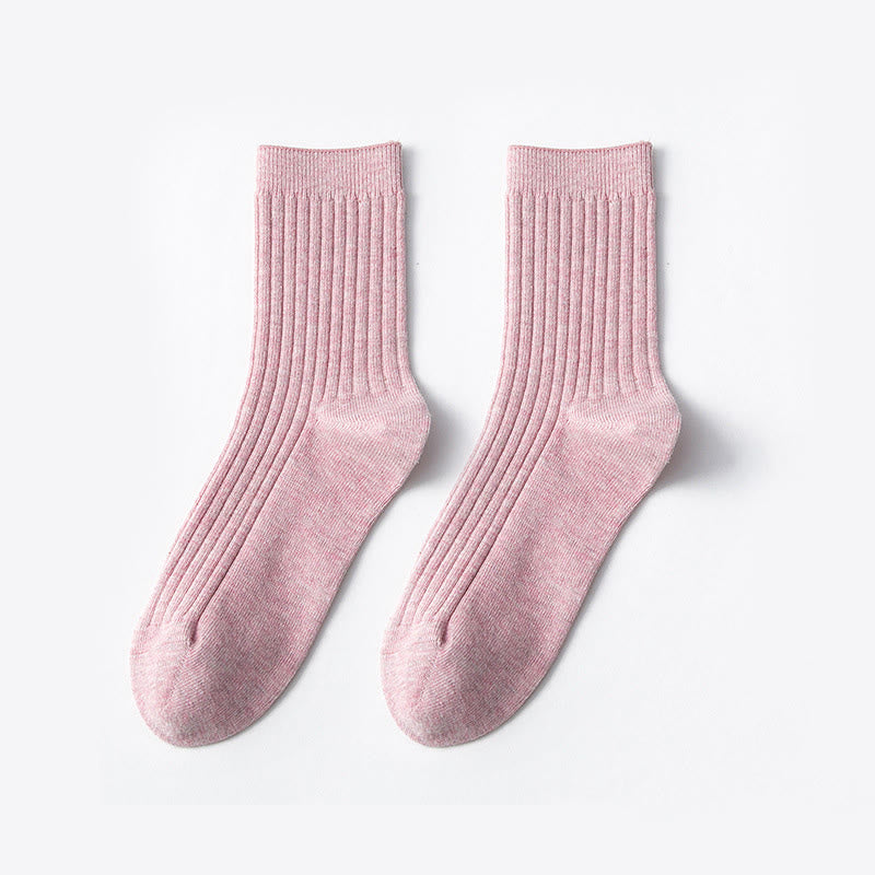 Chaussettes décontractées en coton de couleur unie (6 paires)