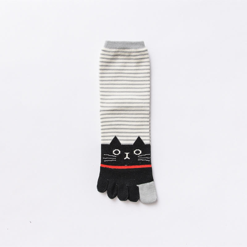 Chaussettes rayées à motif chat (5 paires) - Gris - EU37-40 (US4-7) - image 11