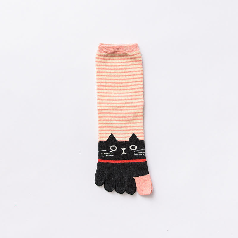 Chaussettes rayées à motif chat (5 paires) - Orange - EU37-40 (US4-7) - image 10