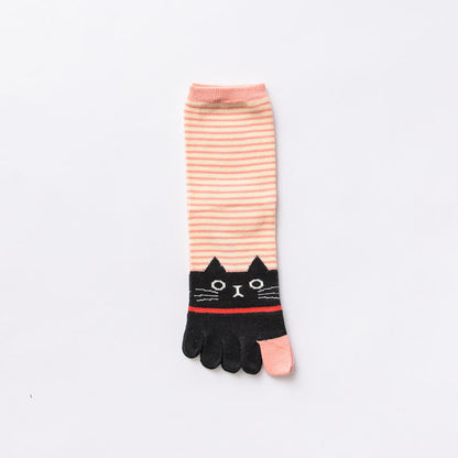 Chaussettes rayées à motif chat (5 paires) - Orange - EU37-40 (US4-7) - image 10