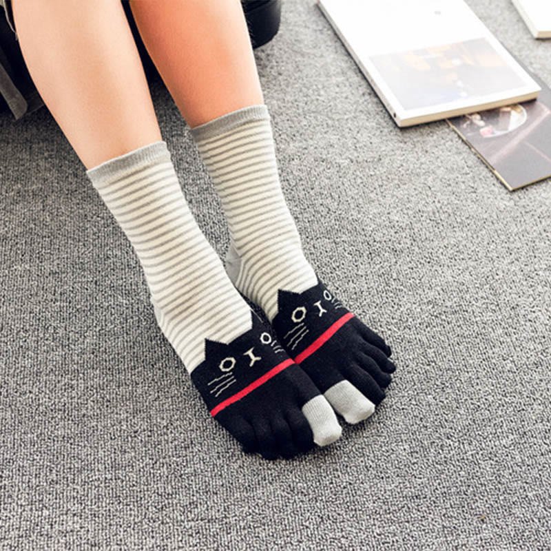 Chaussettes rayées à motif chat (5 paires) - image 6