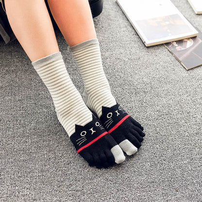 Chaussettes rayées à motif chat (5 paires) - image 6