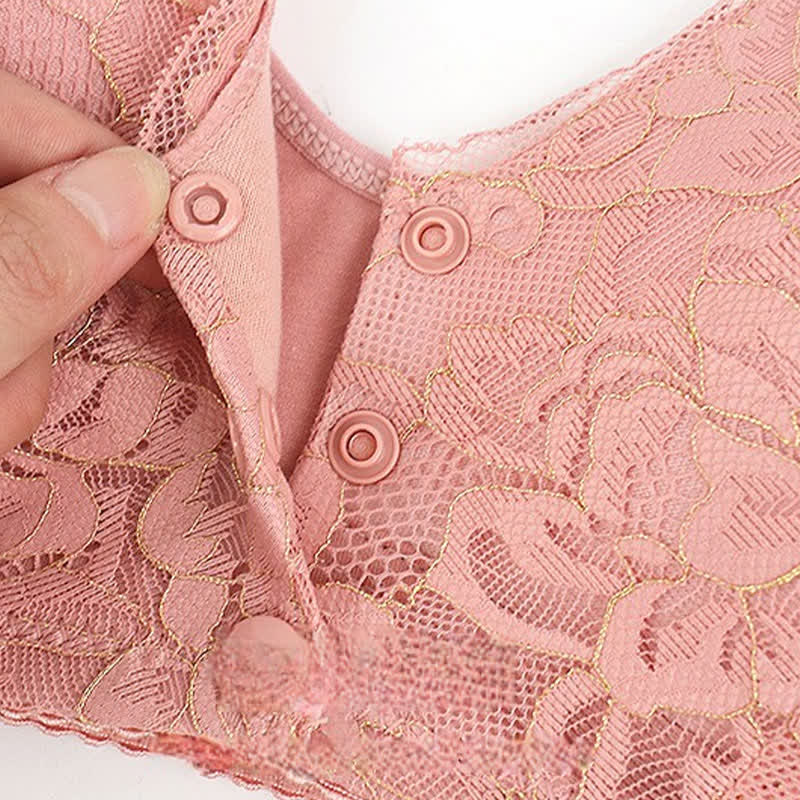 Soutien-gorge sans armatures à bretelles larges en dentelle et fermeture sur le devant, grande taille