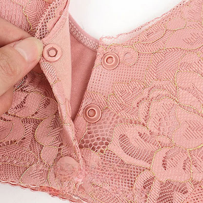 Soutien-gorge sans armatures à bretelles larges en dentelle et fermeture sur le devant, grande taille