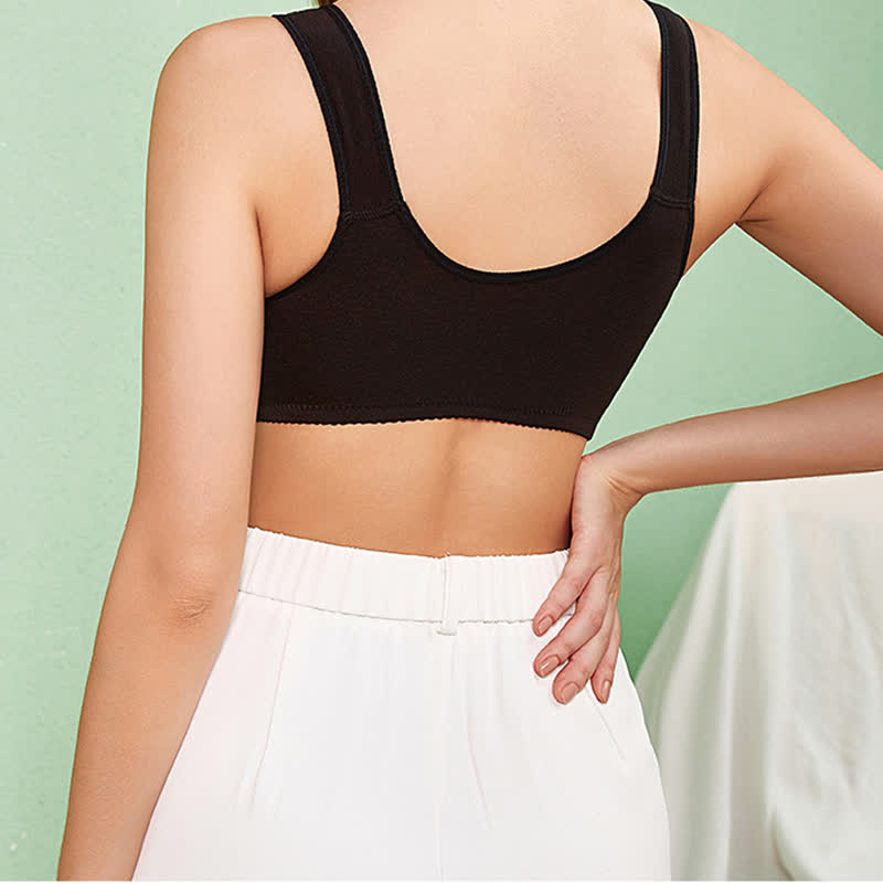 Soutien-gorge sans armatures à bretelles larges en dentelle et fermeture sur le devant, grande taille