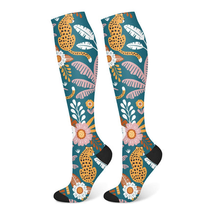 Chaussettes de compression motif guépard (3 paires) - Vert foncé (1 paire) - S/M - image 8
