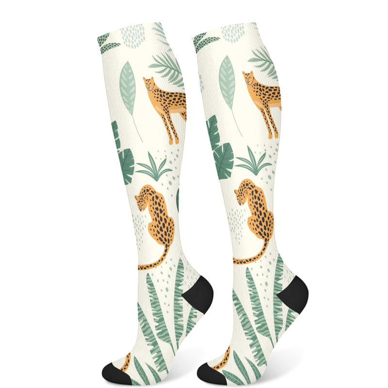 Chaussettes de compression motif guépard (3 paires) - Beige (1 paire) - S/M - image 6