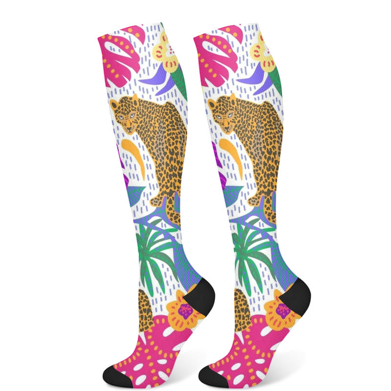 Chaussettes de compression motif guépard (3 paires) - Blanc (1 paire) - S/M - image 7