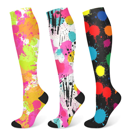 Chaussettes de compression à pois graffitis (3 paires)