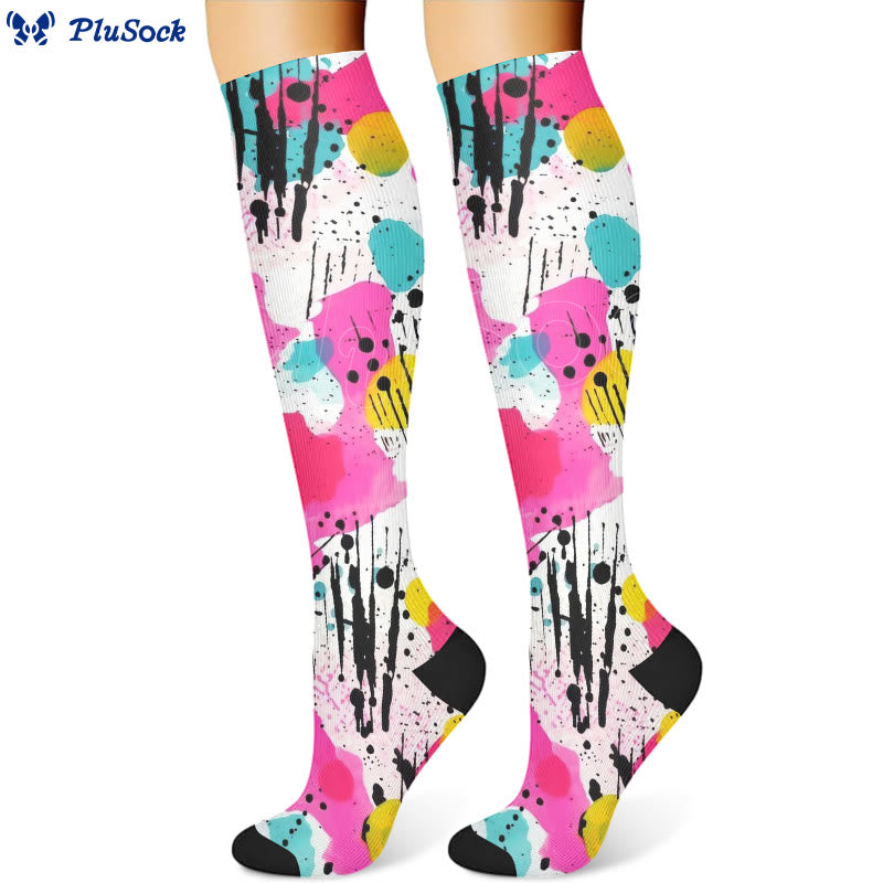 Chaussettes de compression à pois graffitis (3 paires)