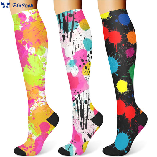 Chaussettes de compression à pois graffitis (3 paires)
