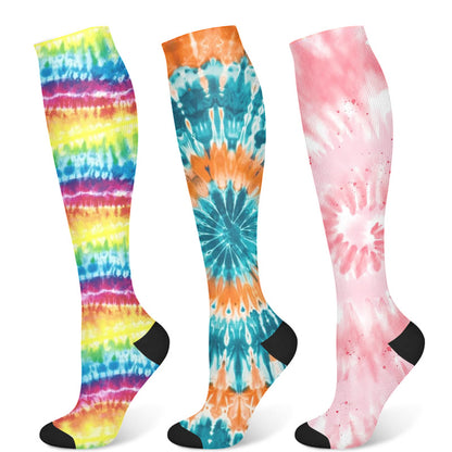 Chaussettes de compression uniques tie-dye (3 paires)