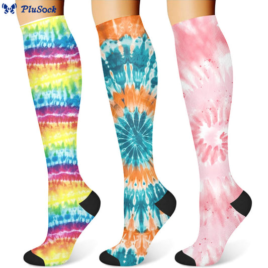Chaussettes de compression uniques tie-dye (3 paires)