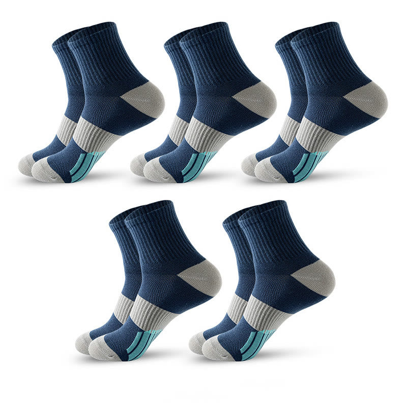Chaussettes de compression de basket-ball colorblock grande taille (5 paires) - Bleu - EU39-45 (US6-11) - image 14