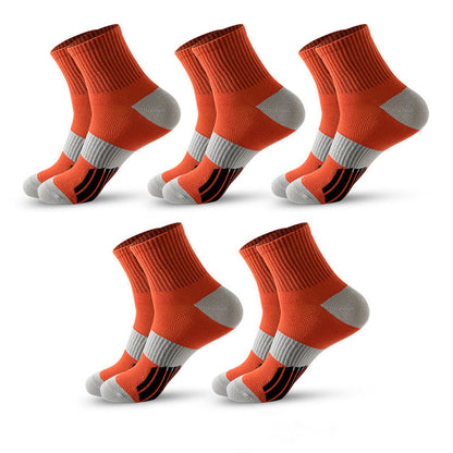 Chaussettes de compression de basket-ball colorblock grande taille (5 paires) - Orange - EU39-45 (US6-11) - image 10