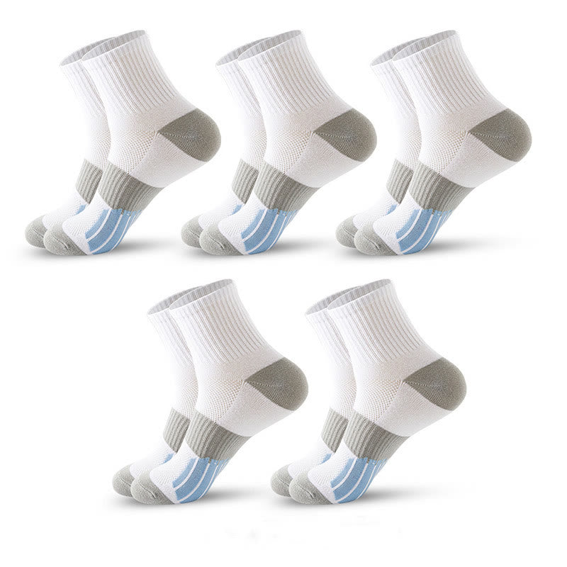 Chaussettes de compression de basket-ball colorblock grande taille (5 paires) - Blanc - EU39-45 (US6-11) - image 13
