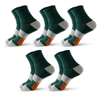 Chaussettes de compression de basket-ball colorblock grande taille (5 paires) - Vert - EU39-45 (US6-11) - image 11