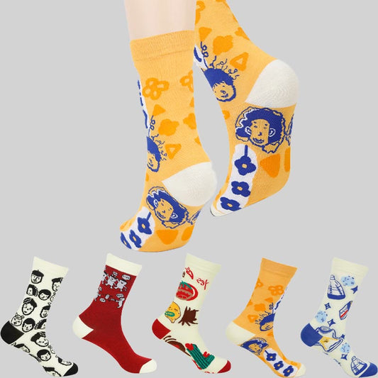 Chaussettes courtes à motifs amusants grande taille (5 paires)