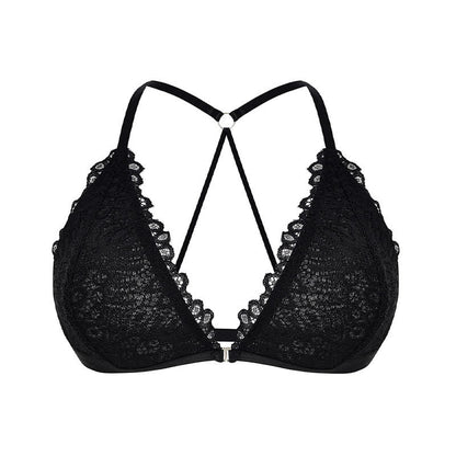 Soutien-gorge push-up sans armatures à bretelles spaghetti et bordure en dentelle