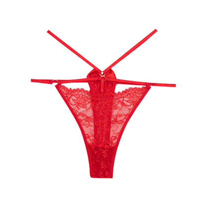 String sexy taille basse en dentelle ajourée avec nœud (lot de 3)