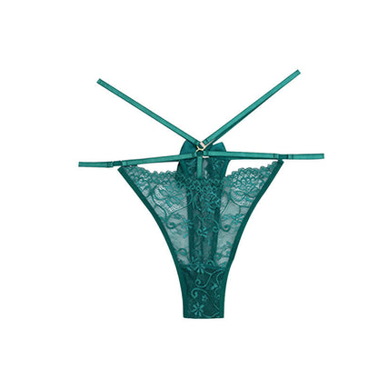 String sexy taille basse en dentelle ajourée avec nœud (lot de 3)