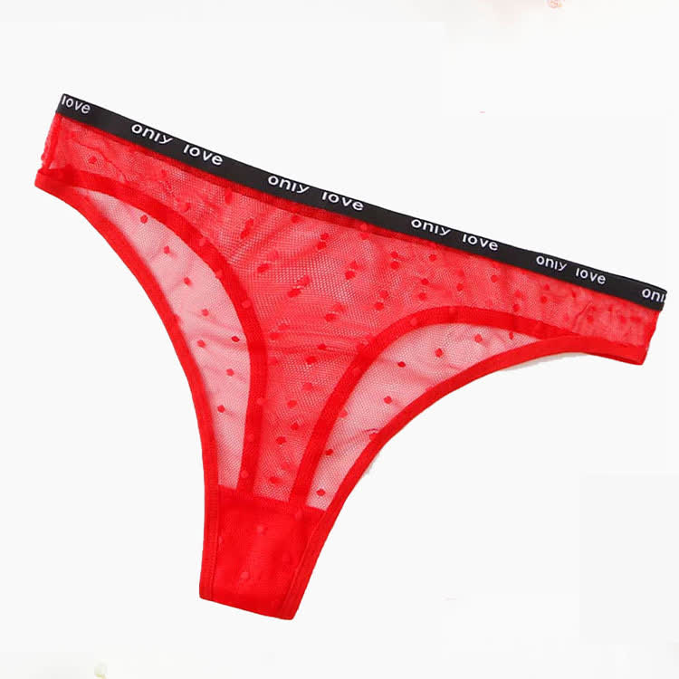 String sexy en maille à pois (lot de 3) - Rouge - 4XL - image 3