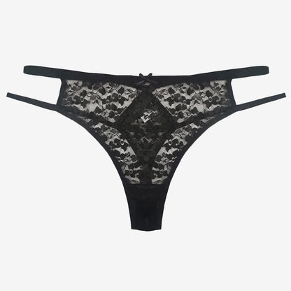 String sexy en dentelle transparente à taille creuse (lot de 3)