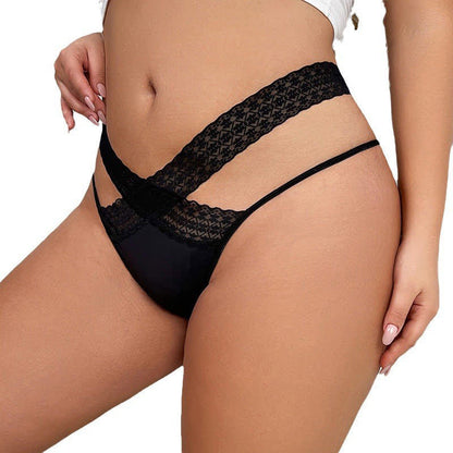 String taille basse en dentelle à découpes croisées (lot de 3)