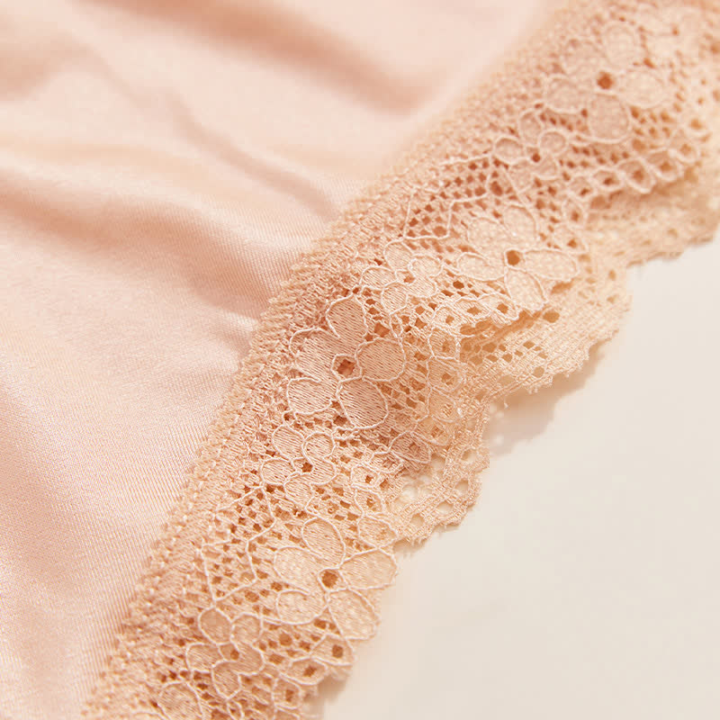 Culotte sexy taille moyenne en dentelle et soie glacée (lot de 2)