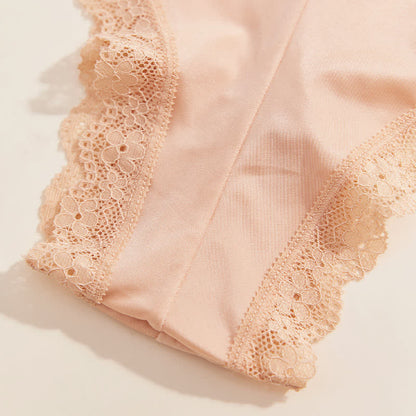 Culotte sexy taille moyenne en dentelle et soie glacée (lot de 2)