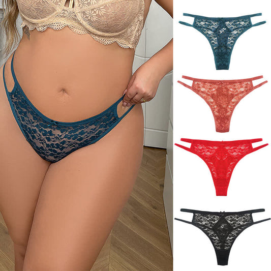 String sexy en dentelle transparente à taille creuse (lot de 3)