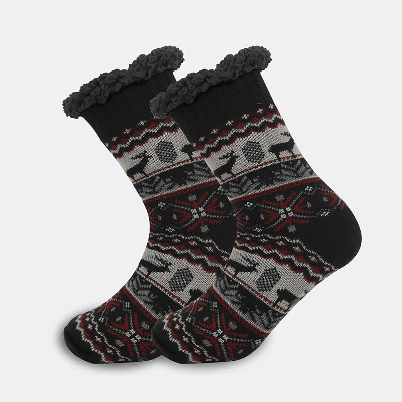 Chaussons-chaussettes grande taille à motif losange (2 paires) - Gris - EU39-44 (US6-10) - image 2