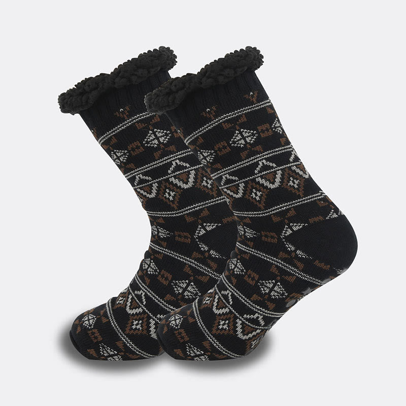 Chaussons-chaussettes grande taille à motif losange (2 paires) - Noir - EU39-44 (US6-10) - image 3