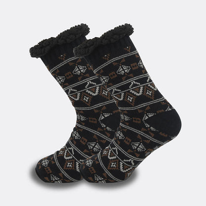 Chaussons-chaussettes grande taille à motif losange (2 paires) - Noir - EU39-44 (US6-10) - image 3