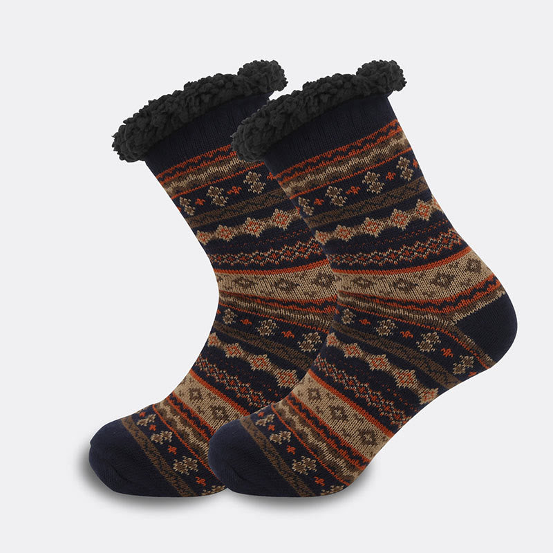 Chaussons-chaussettes grande taille à motif losange (2 paires) - Brun - EU39-44 (US6-10) - image 6