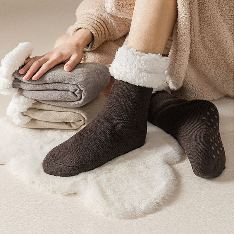 Chaussettes pantoufles extra épaisses grande taille (3 paires) - image 3