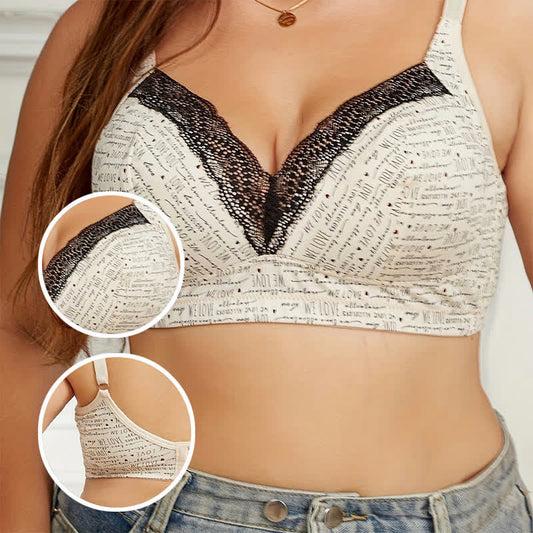 Soutien-gorge push-up sans armatures en dentelle sexy avec imprimé texte