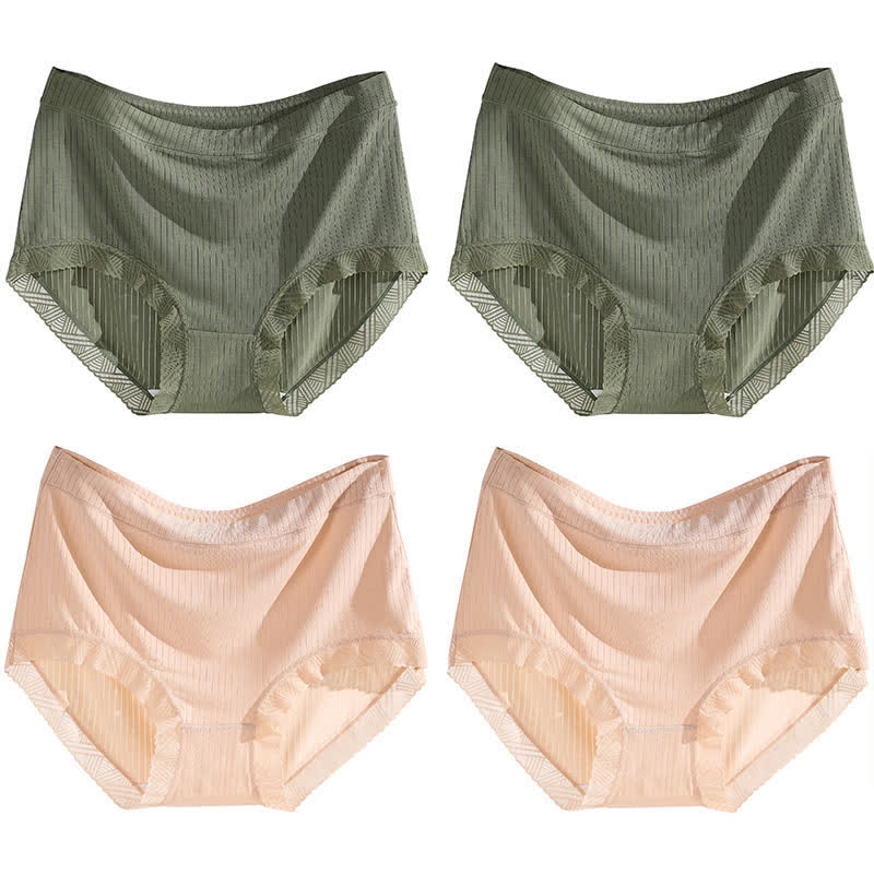 Culotte taille haute sans coutures (4 paires) - Vert*2+Abricot*2 - 4XL - image 20