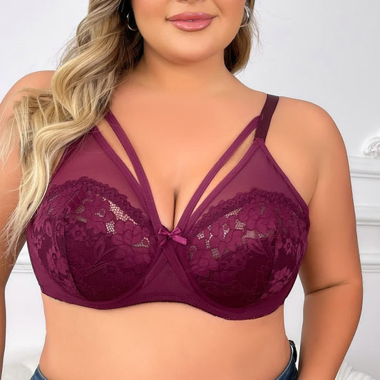 Soutien-gorge plongeant ultra-fin à armatures et double boutonnage en dentelle