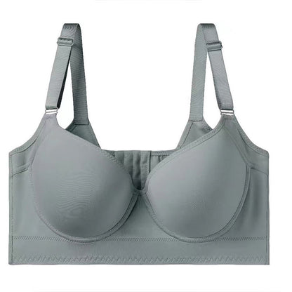 Soutiens-gorge gris grande taille à décolleté plongeant en V