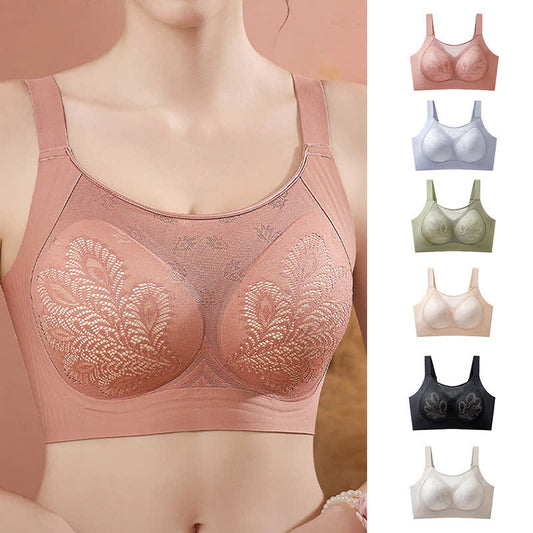 Soutien-gorge sans armatures en dentelle florale extensible