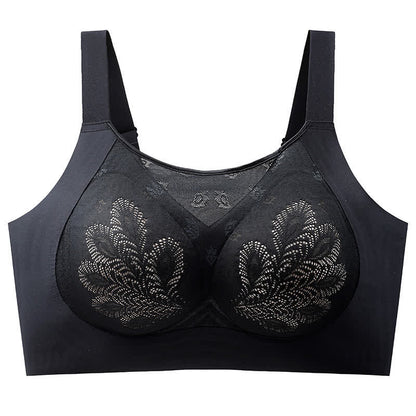 Soutien-gorge sans armatures en dentelle florale extensible