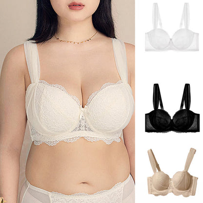 Soutien-gorge push-up à armatures en dentelle fine et minimiseur