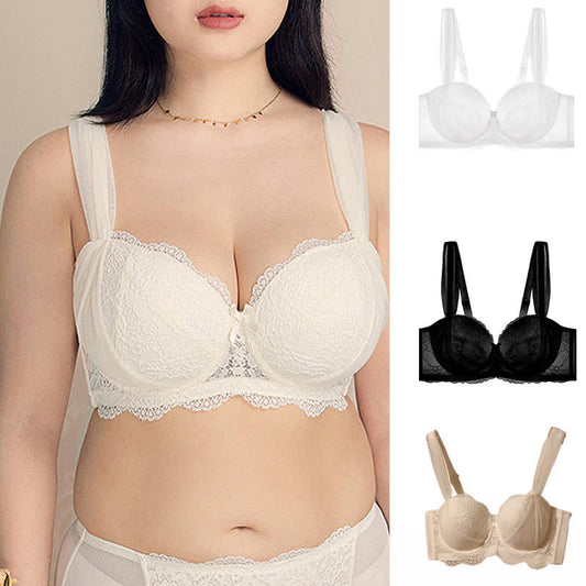 Soutien-gorge push-up à armatures en dentelle fine et minimiseur