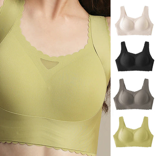 Soutien-gorge push-up fin sans armatures à bonnets complets et bords ondulés