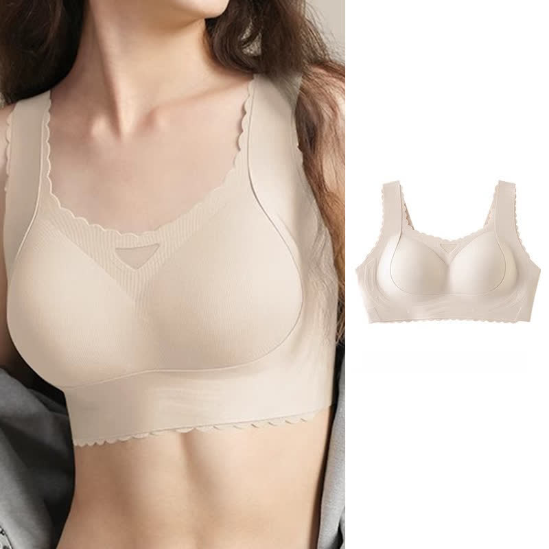 Soutien-gorge push-up fin sans armatures à bonnets complets et bords ondulés